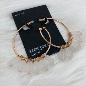 FREE PRESS - OS - NWT White Stone Hoop Earrings
